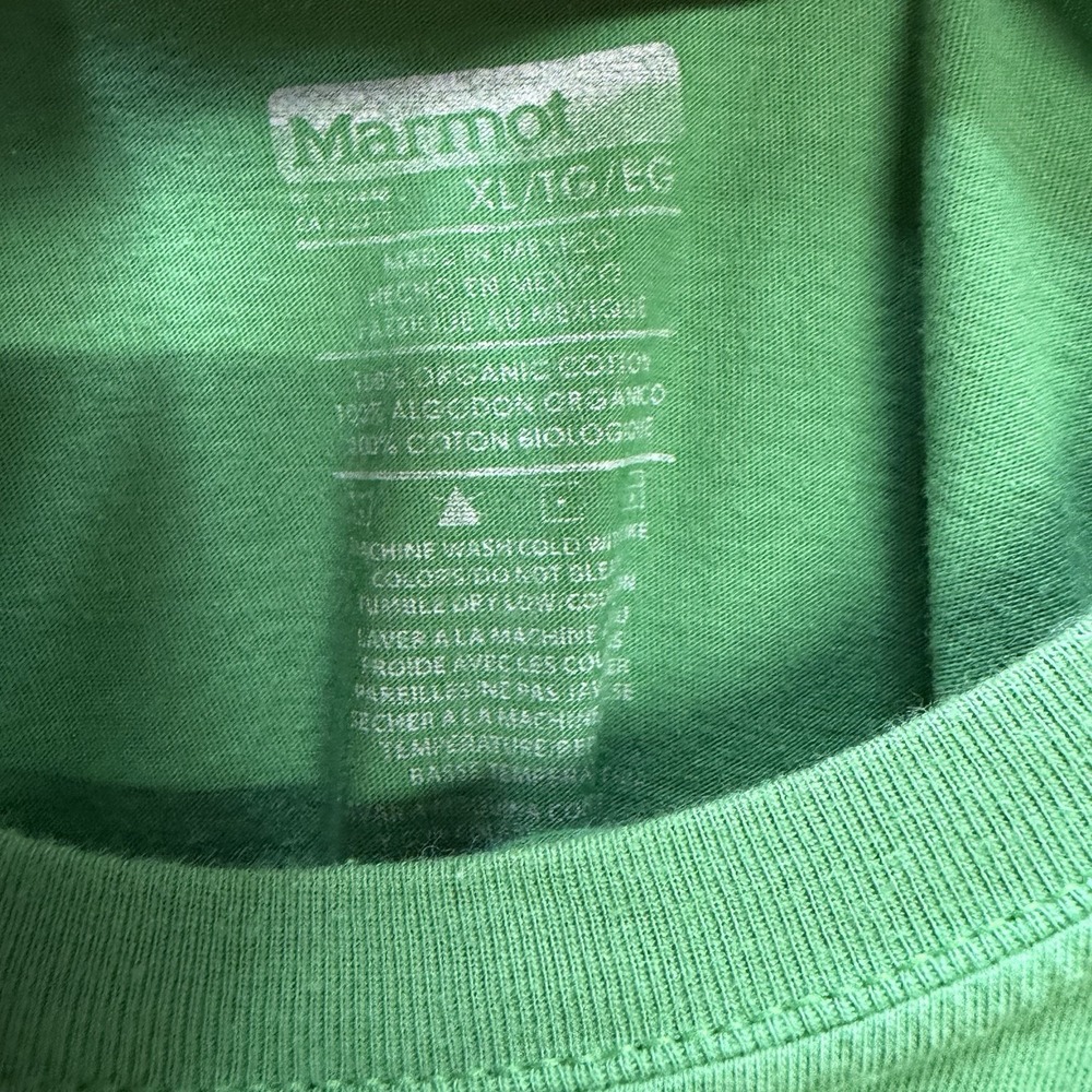 Green 1974 MARMOT for Life Men's XL Tee Shirt Cotton Short Sleeve Outdoors - Picture 3 of 4